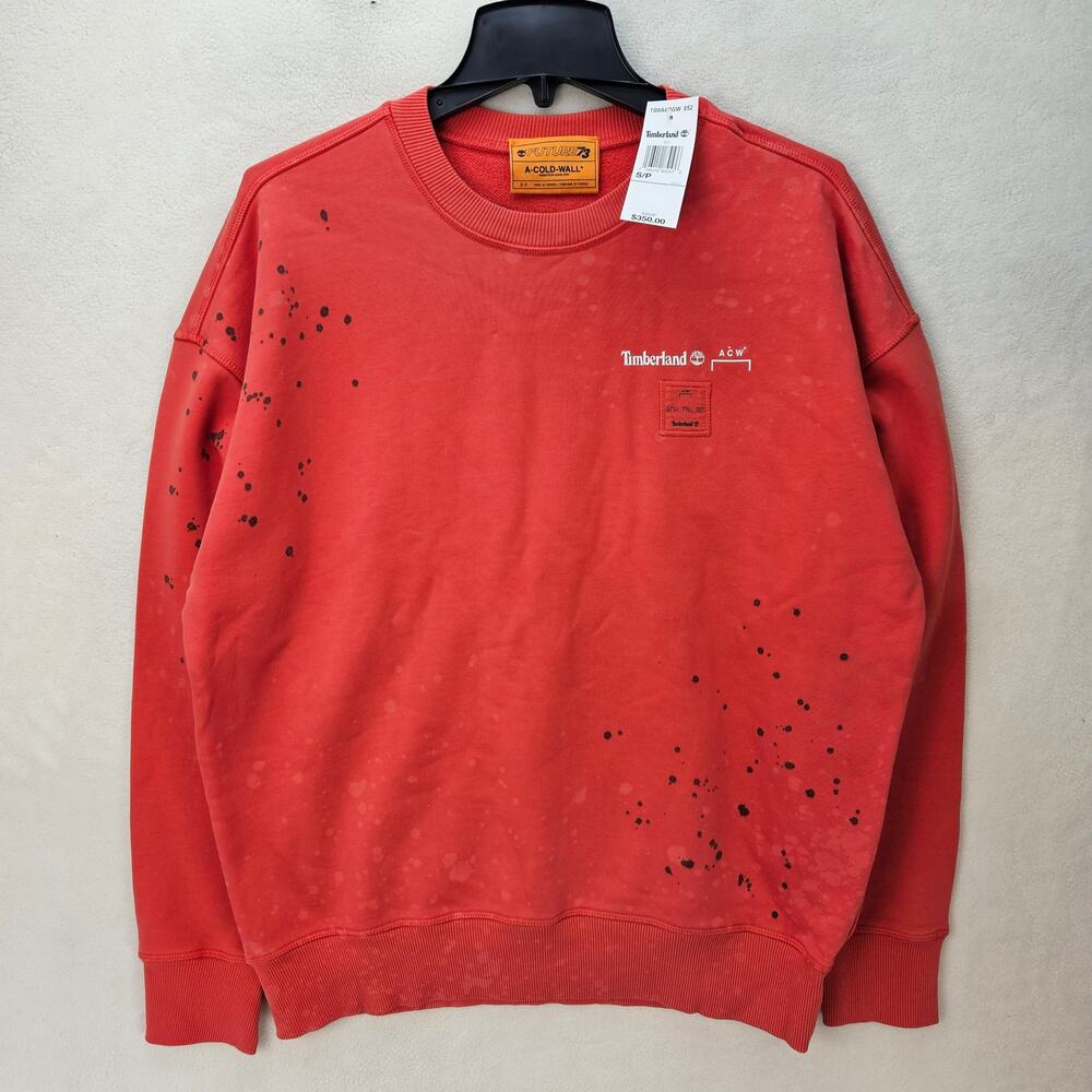TIMBERLAND MEN'S SMALL A-COLD-WALL FUTURE PULLOVER SWEATSHIRT CORAL RED $300